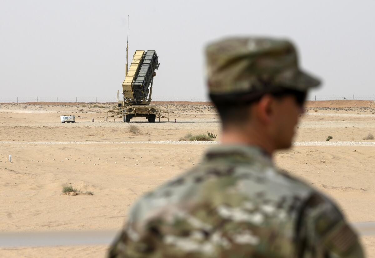 A U.S. soldier near a Patriot missile battery at Prince Sultan Air Base