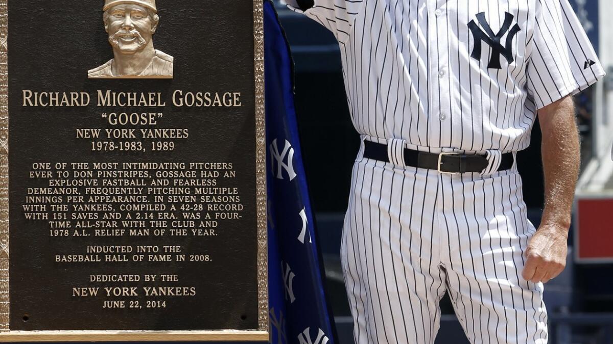 Notebook: Monument Park honor 'overwhelming' to Goose Gossage