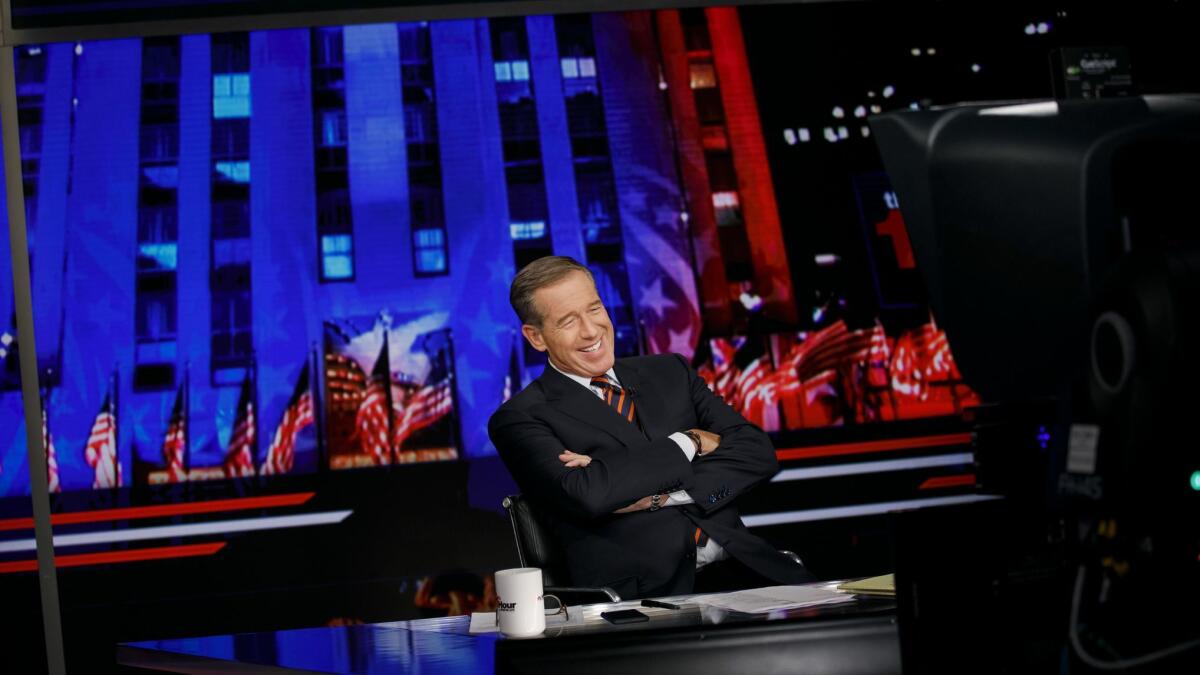 Brian Williams taping his show, "The 11th Hour with Brian Williams," in New York on Oct. 17.