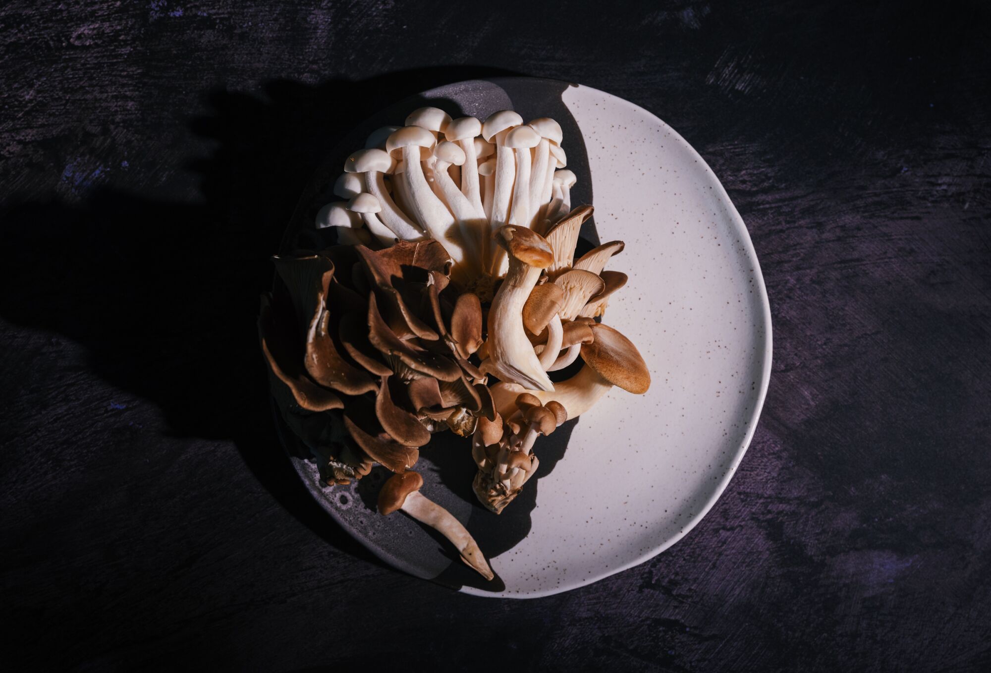 A plate of various mushroom types.