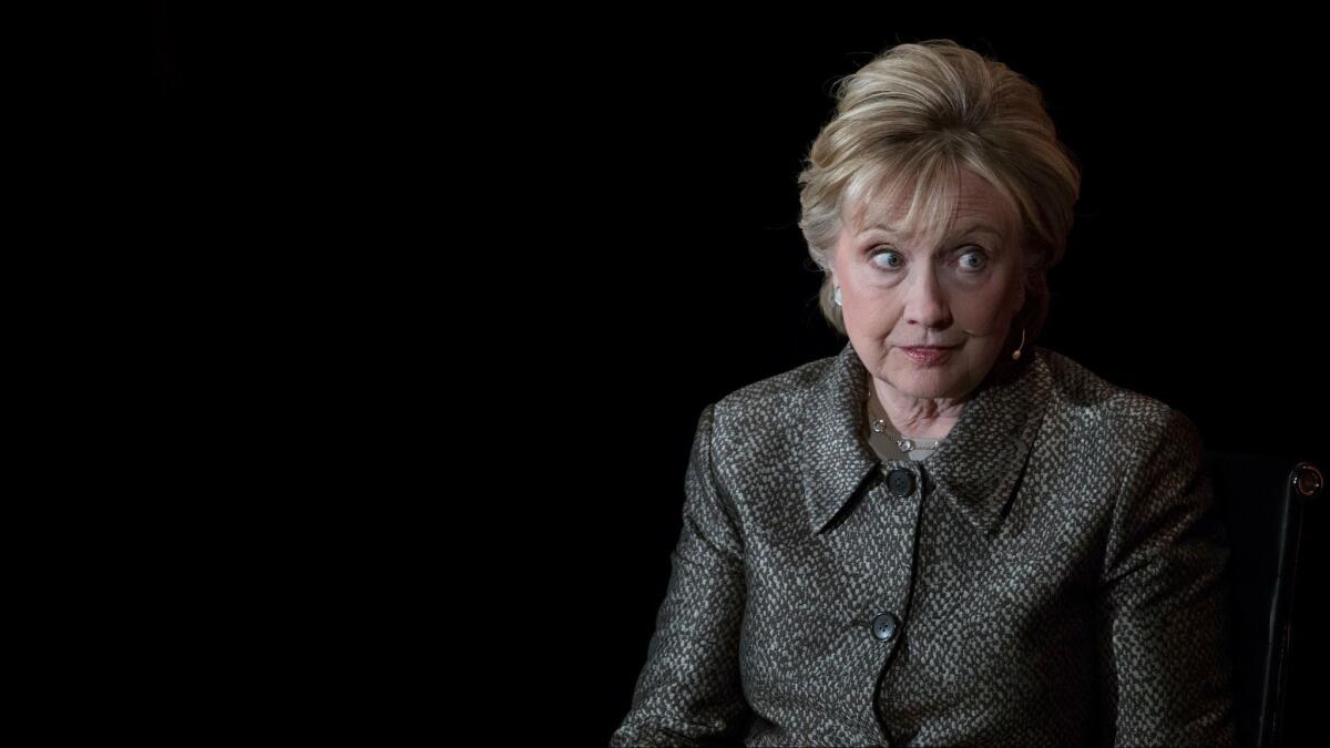 Former Secretary of State Hillary Clinton speaks during the Women in the World Summit at Lincoln Center in New York on Thursday.