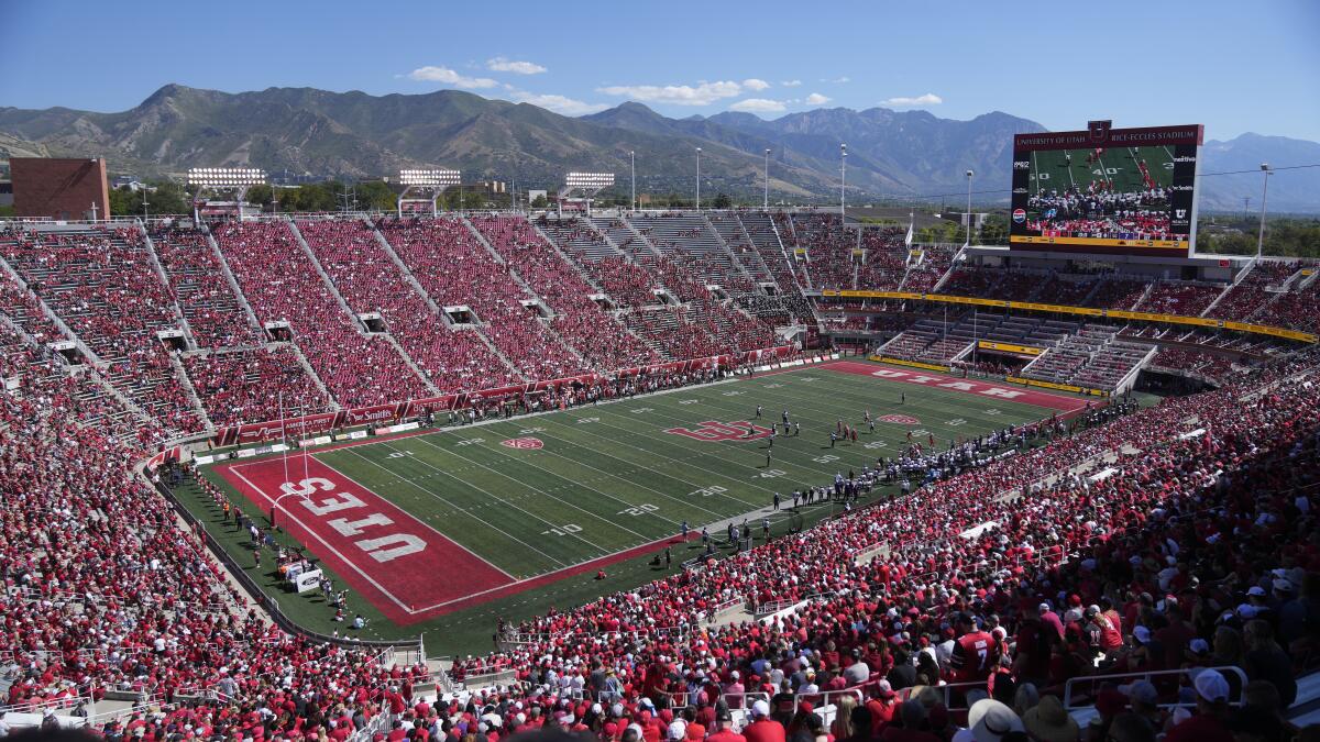 Rice-Eccles Stadium is shown during the second half of a game between Weber State and Utah.