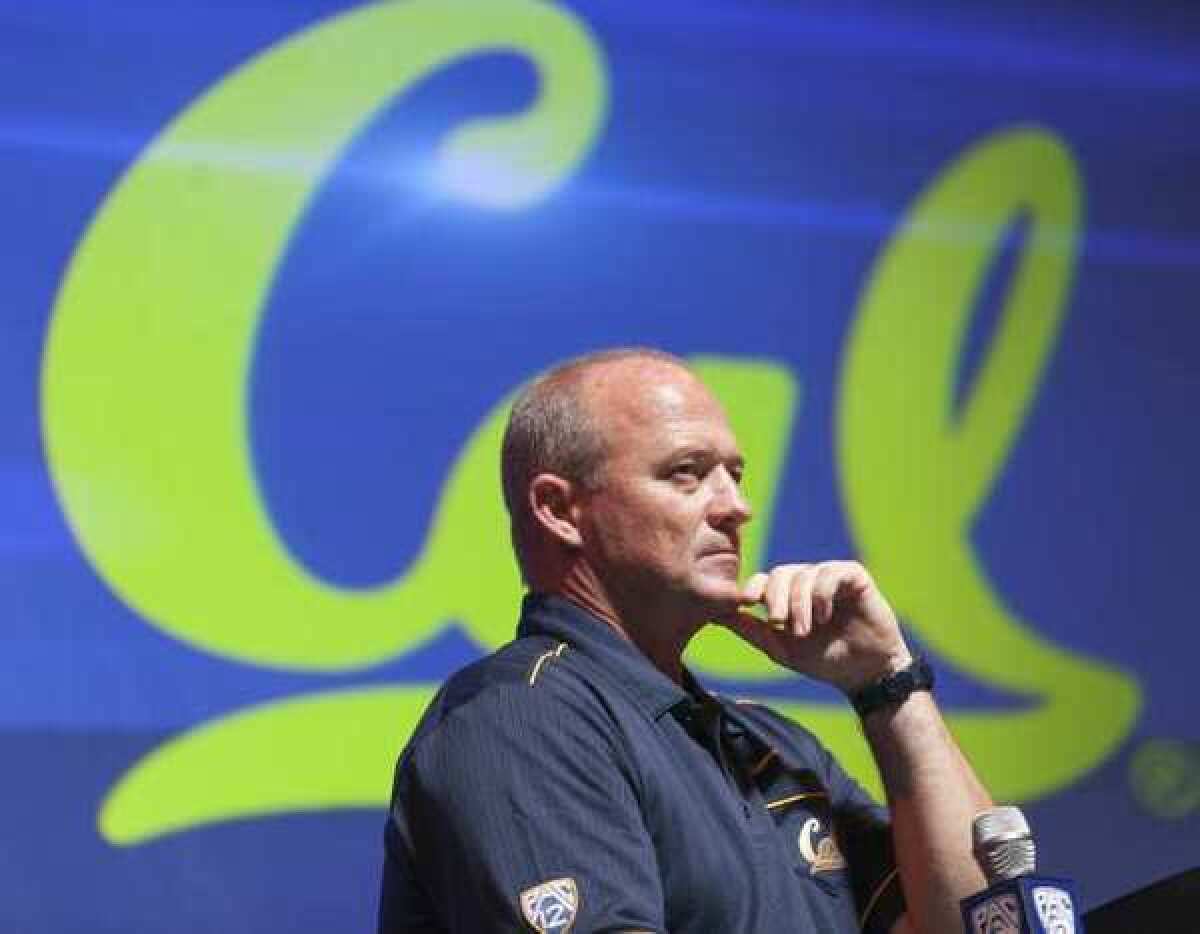 Cal Coach Jeff Tedford at Pac-12 media day on Tuesday.