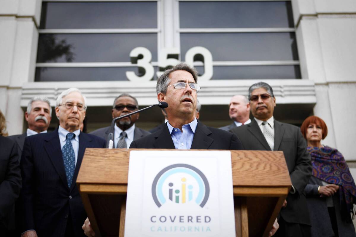 Peter Lee, executive director of Covered California, says during an event in downtown Los Angeles that the state health insurance exchange's online marketplace for small businesses is fully operational.