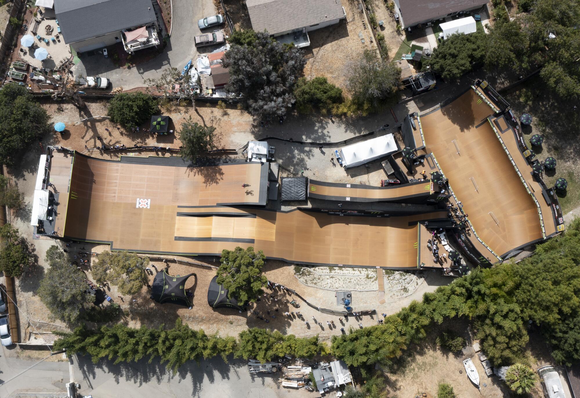 The X Games opened at the Sloanyard, a private skateboard compound at the home of skateboarder Elliot Sloan in Vista, Calif.