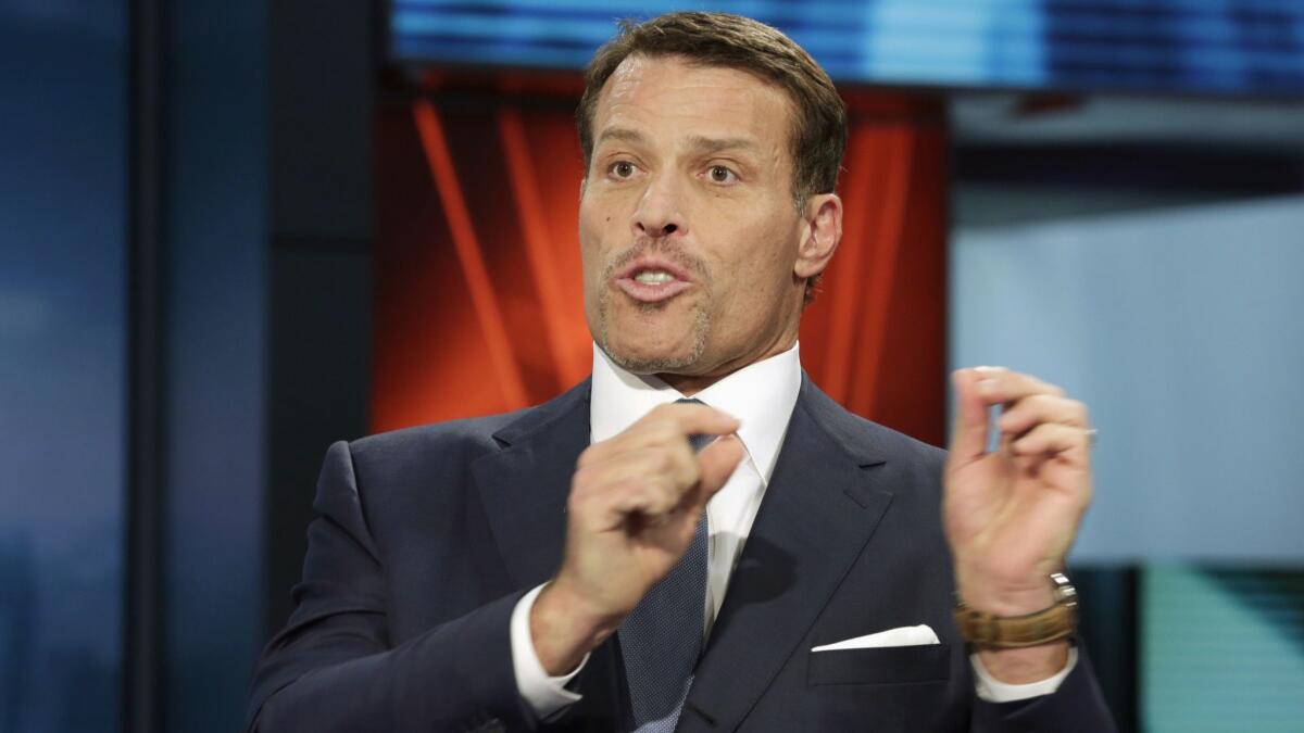 Motivational speaker Tony Robbins is interviewed on the Fox Business Network on March 17, 2016.