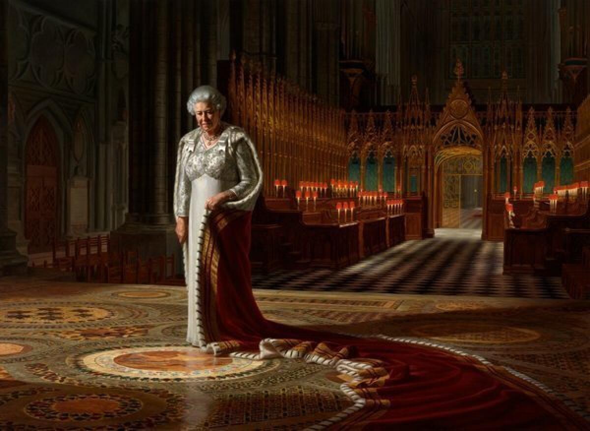 A vandal has defaced artist Ralph Heimans' portrait of Britain's Queen Elizabeth II that was commissioned to mark her 60 years on the throne and that hangs in Westminster Abbey in London.