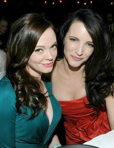 Actresses Rose McGowan, left, and Kristin Davis.