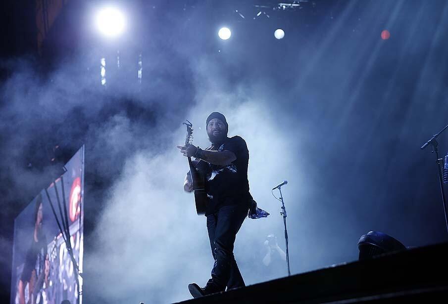 Zac Brown of the headlining act Zac Brown Band performs on the Mane Stage on the final day of the Stagecoach Country Music Festival at the Empire Polo Club in Indio on Sunday.