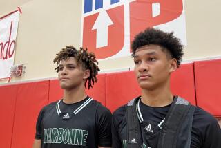 Brothers Marcus Adams Jr. (left) and Maximo led Narbonne to a 64-62 win over Long Beach Millikan.