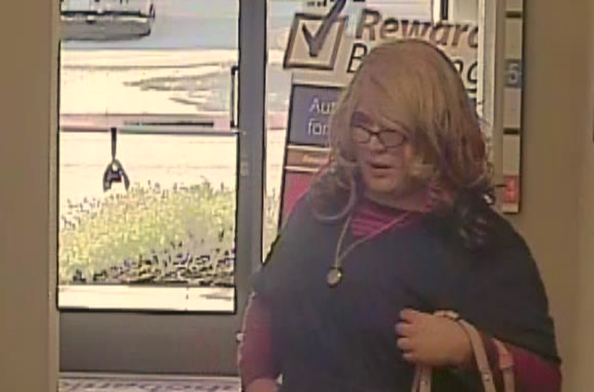 The Santa Cruz Police Department released this image of the so-called Mrs. Doubtfire bank robbery suspect.
