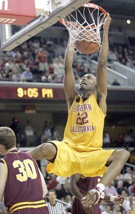 USC forward Taj Gibson puts down a dunk in the second half Thursday night against Arizona State.