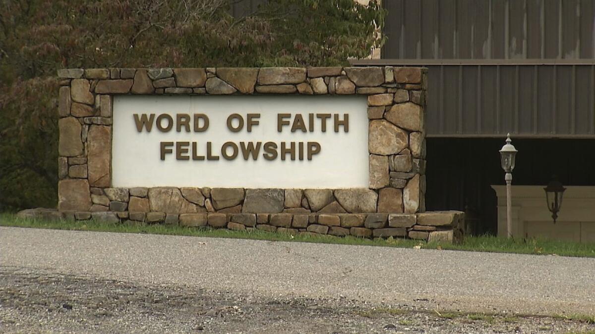 The entrance to the Word of Faith Fellowship in Spindale, N.C.