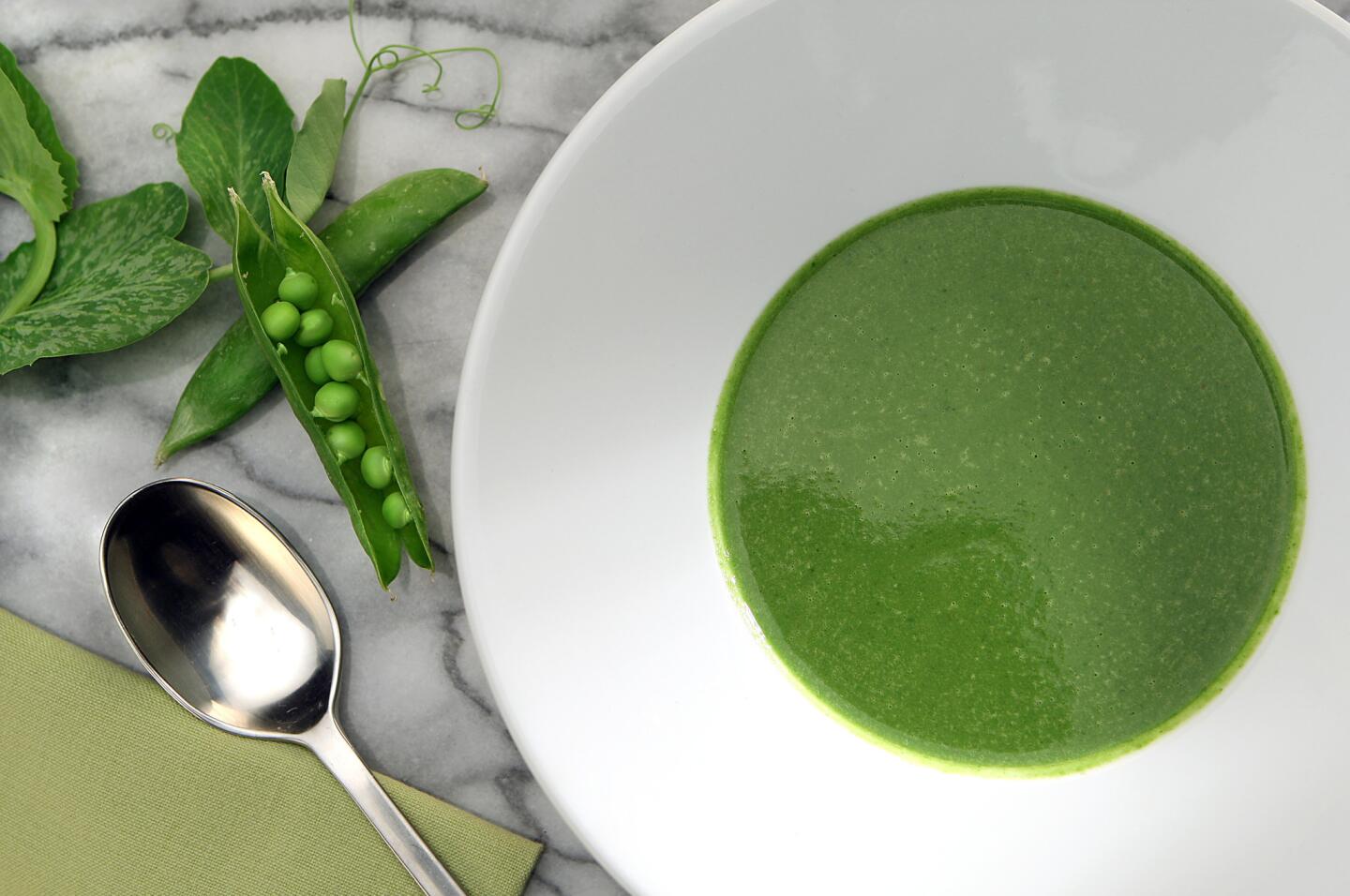 Sweet pea soup -- bright, earthy and easy.