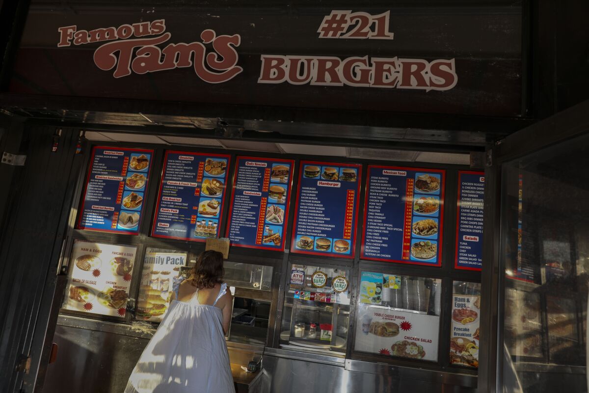 The order window, inside Tam's Burgers #21 on Rosecrans Avenue in Compton.