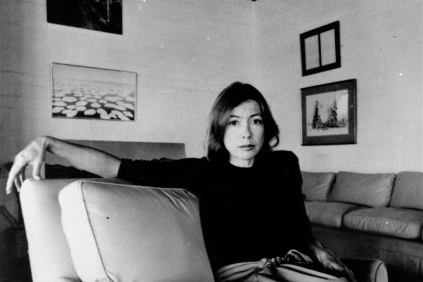 Joan Didion, author of "Play It as It Lays", and "Slouching Towards Bethlehem", is pictured here on May 1, 1977.(AP Photo)