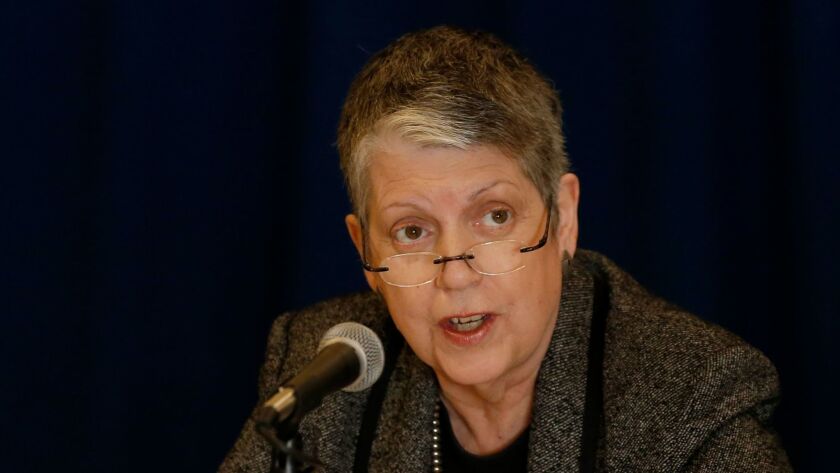 UC President Janet Napolitano, here speaking before the UC Board of Regents in February, is visiting Mexico this week to discuss a variety of issues with Mexican officials.