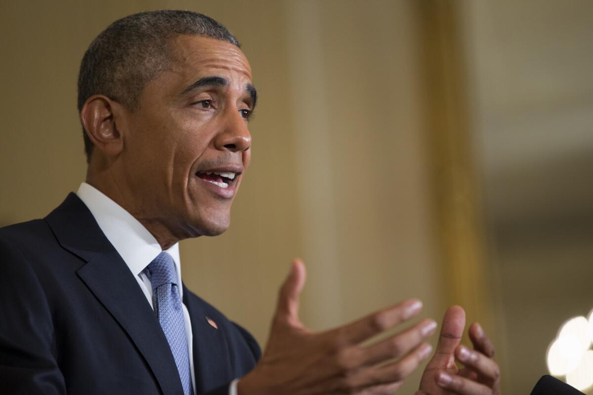 President Obama speaks at the White House after he announced he was commuting the sentences of 46 people convicted of nonviolent drug offenses.