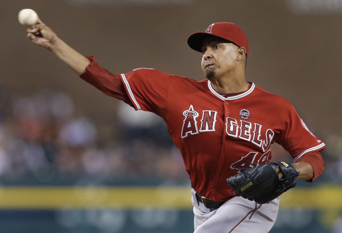 Angels reliever Ernesto Frieri pitched two shutout innings with five strikeouts Saturday night in a 9-7 comeback victory over Boston. The Angels erased a four-run deficit in the ninth and won in the 11th.