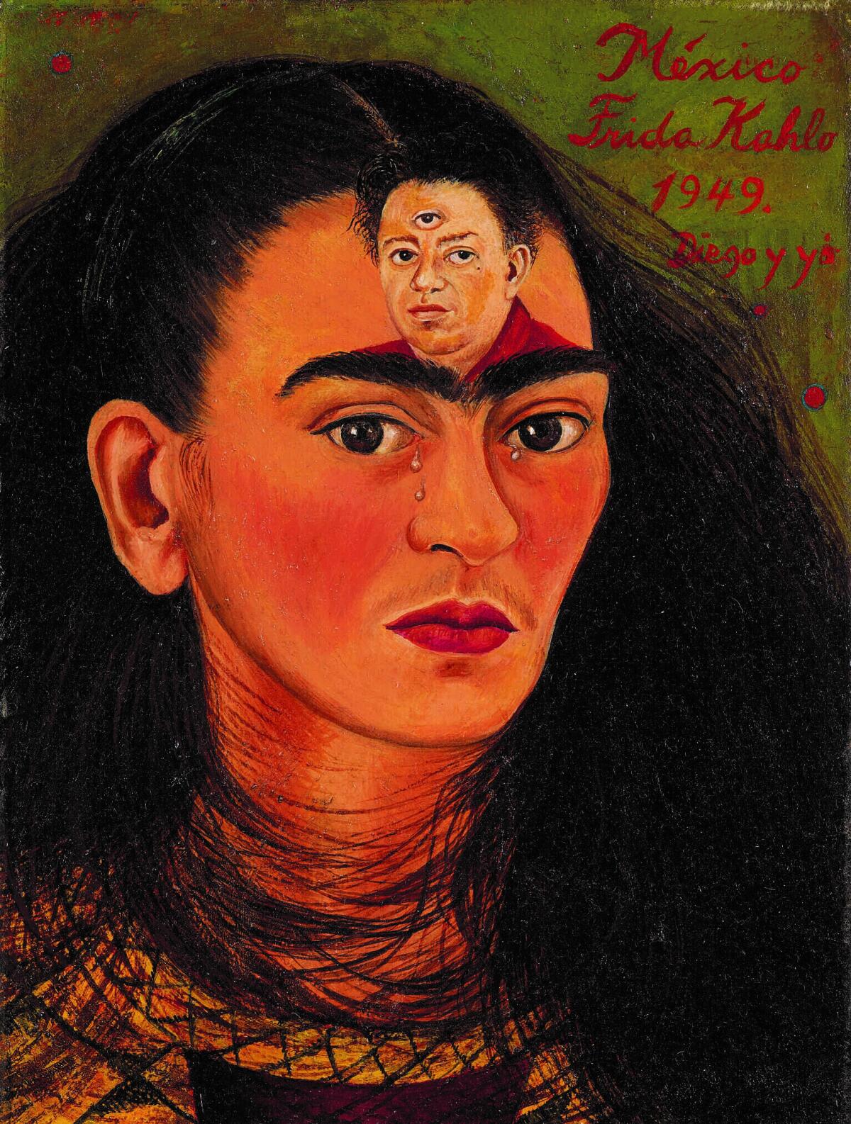 En esta imagen sin fecha proporcionada por Sotheby's, la pintura "Diego y yo" de la artista mexicana Frida Kahlo 
