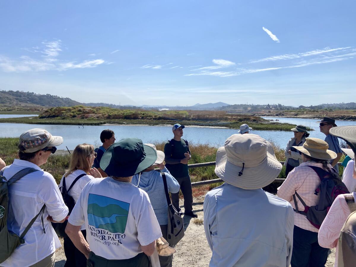 Joseph Rivera, San Dieguito River Valley Conservancy’s conservation manager explaining San Dieguito Lagoon restoration.