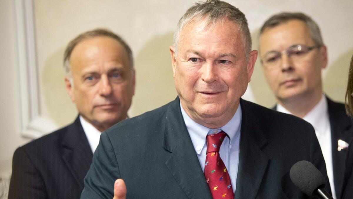 Rep. Dana Rohrabacher (R-Costa Mesa) speaks to Russian lawmakers at a meeting in the Russian parliament's lower house in Moscow in 2013.
