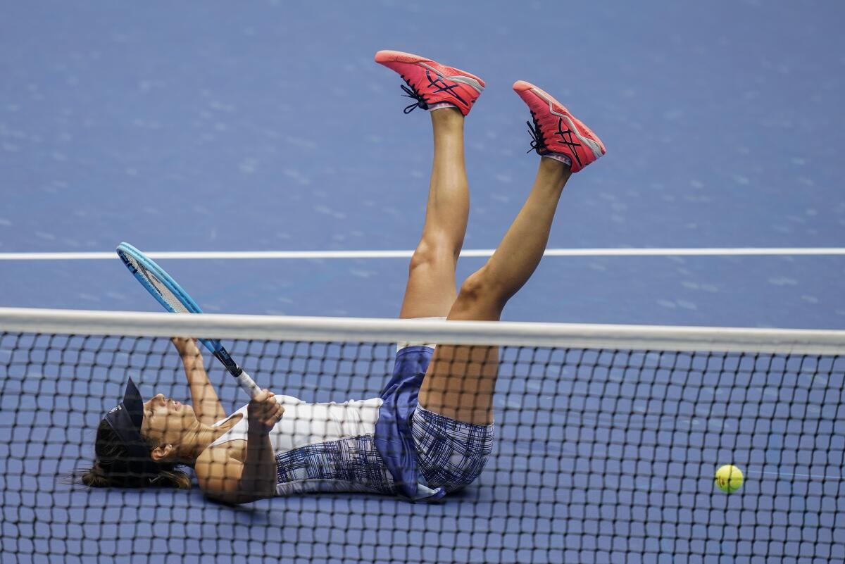 Tsvetana Pironkova reacts during her match against Serena Williams.