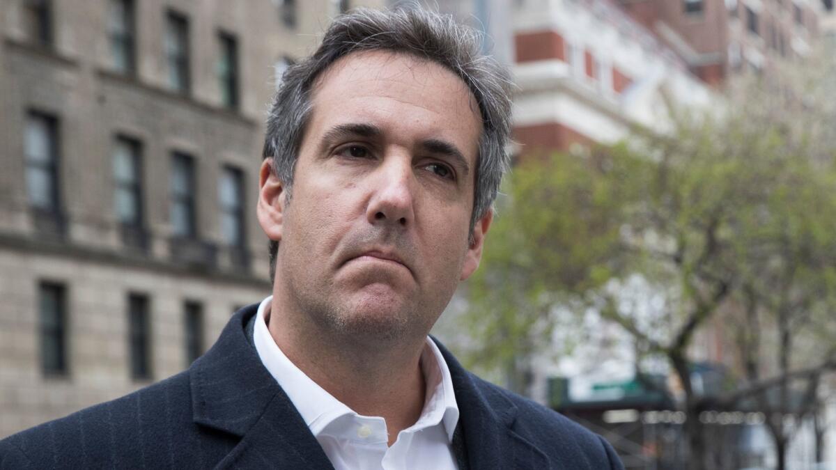 Trump attorney Michael Cohen in New York.