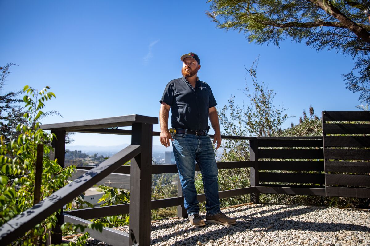 Structural appraiser Kyle Turje appraises the property.