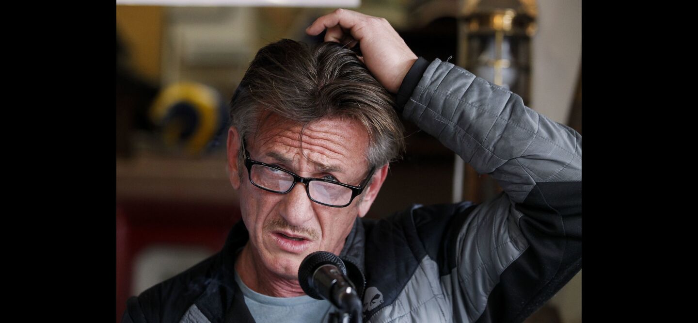 Sean Penn speaks before reading from his book 'Bob Honey Who Just Do Stuff'.