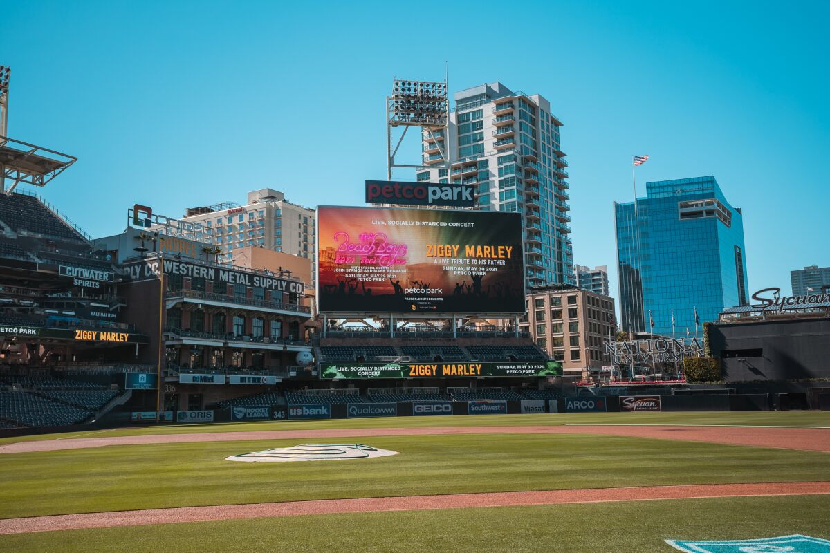 A view of Petco Park, the location for a Ziggy Marley concert.