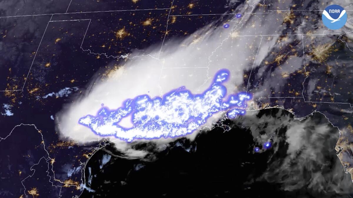 Satellite image of thunderstorm