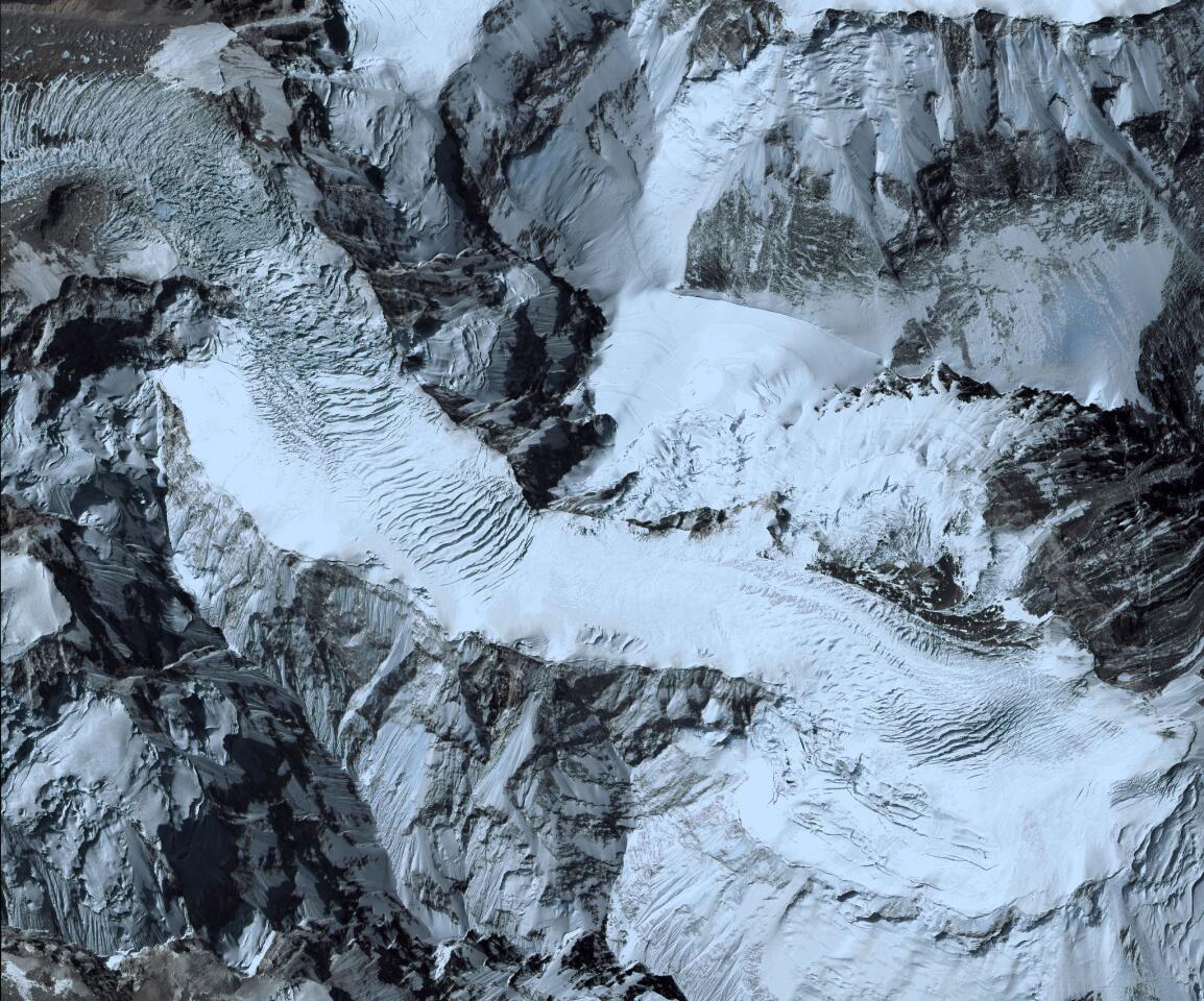 An aerial view of the April avalanche on Mt. Everest.