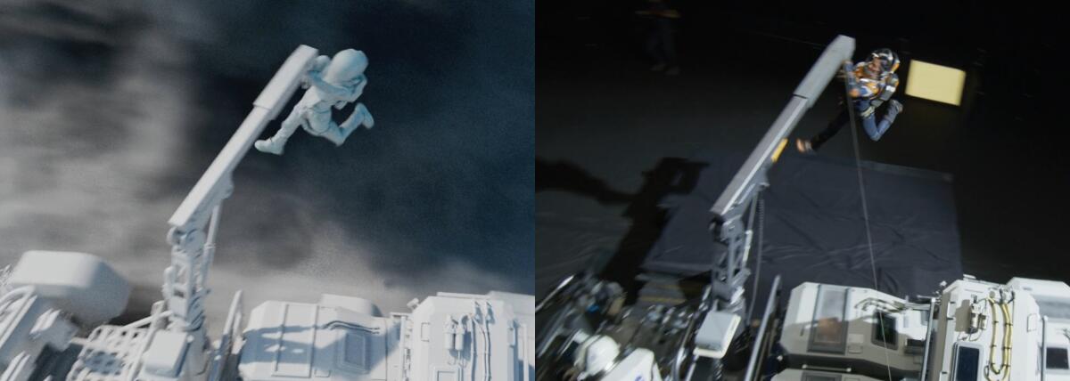 Rough and final scene of a space walk from "Lost in Space"