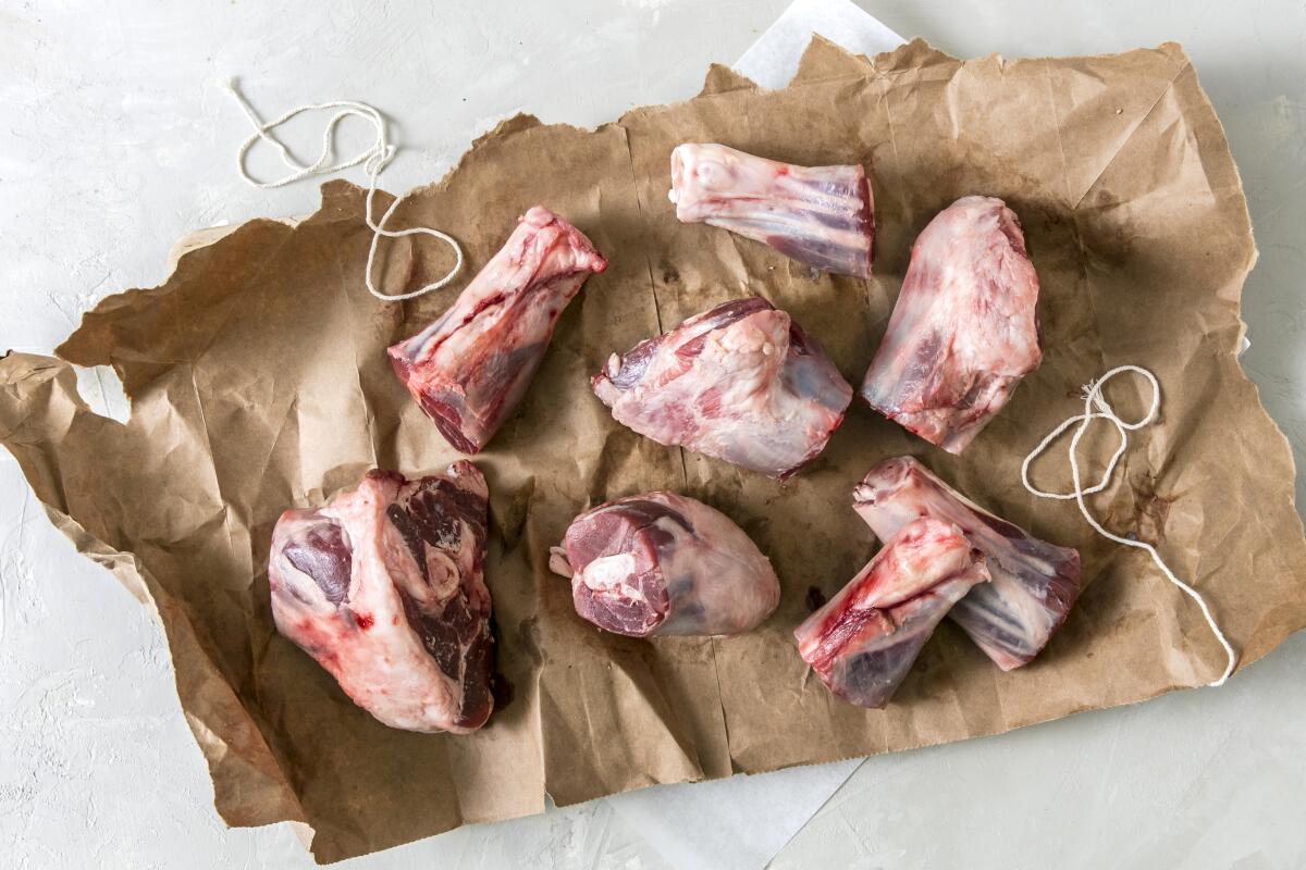Small lamb shanks are the tastiest of all the affordable cuts of meat on the market. Prop styling by Rebecca Buenik.