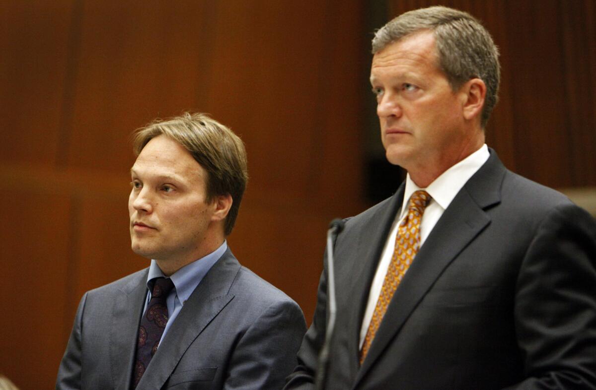 Patrick Harran, left, a UCLA chemistry professor, is charged in September 2012 in connection with a laboratory fire that killed a staff research assistant in December 2008.