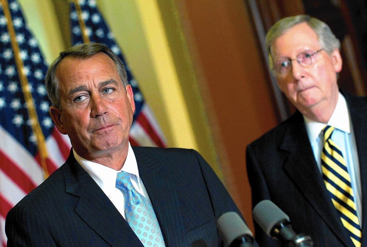 The Republicans' course in Congress will be guided by House Speaker John A. Boehner, left, of Ohio and Senate Majority Leader Mitch McConnell of Kentucky.