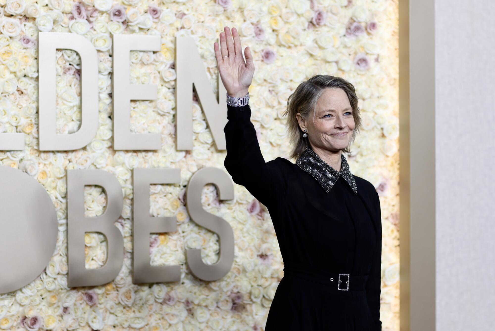 Jodie Foster on the red carpet of the 81st Annual Golden Globe Awards held at the Beverly Hilton Hotel.