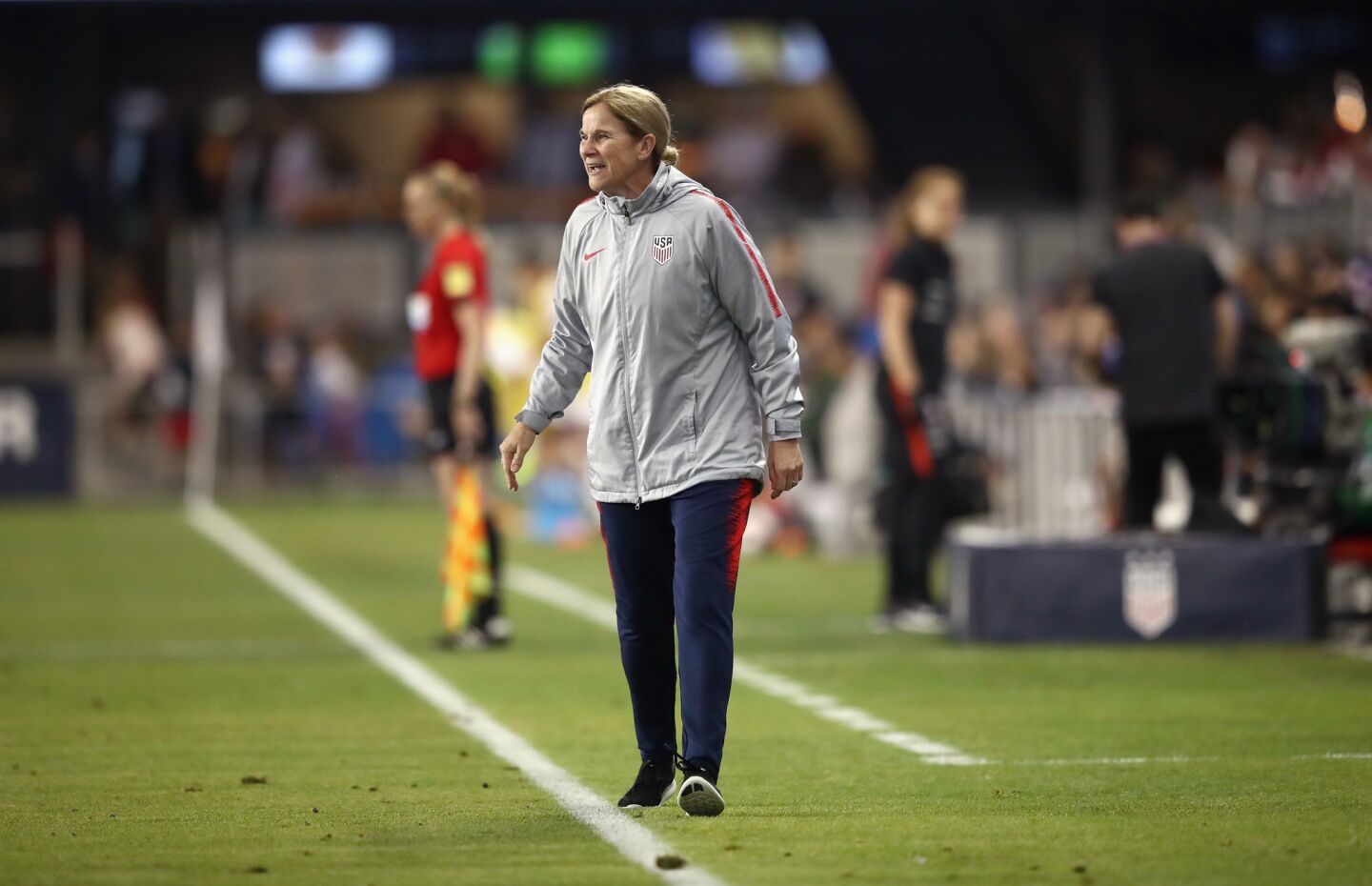 SAN JOSE, CA - SEPTEMBER 04: Head coach Jill Ellis of the United States walks the sidelines during their match against Chile at Avaya Stadium on September 4, 2018 in San Jose, California. (Photo by Ezra Shaw/Getty Images) ** OUTS - ELSENT, FPG, CM - OUTS * NM, PH, VA if sourced by CT, LA or MoD **