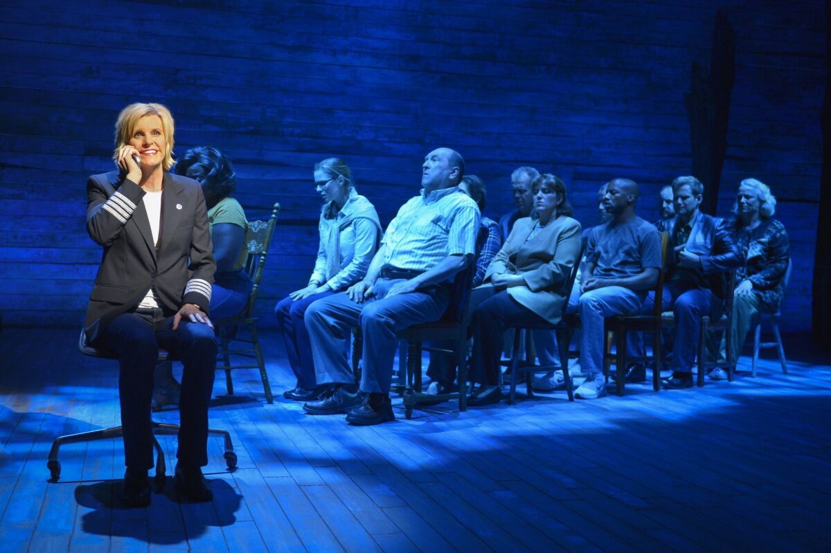 Jenn Colella (left) and the cast of La Jolla Playhouse’s world-premiere musical "Come From Away."