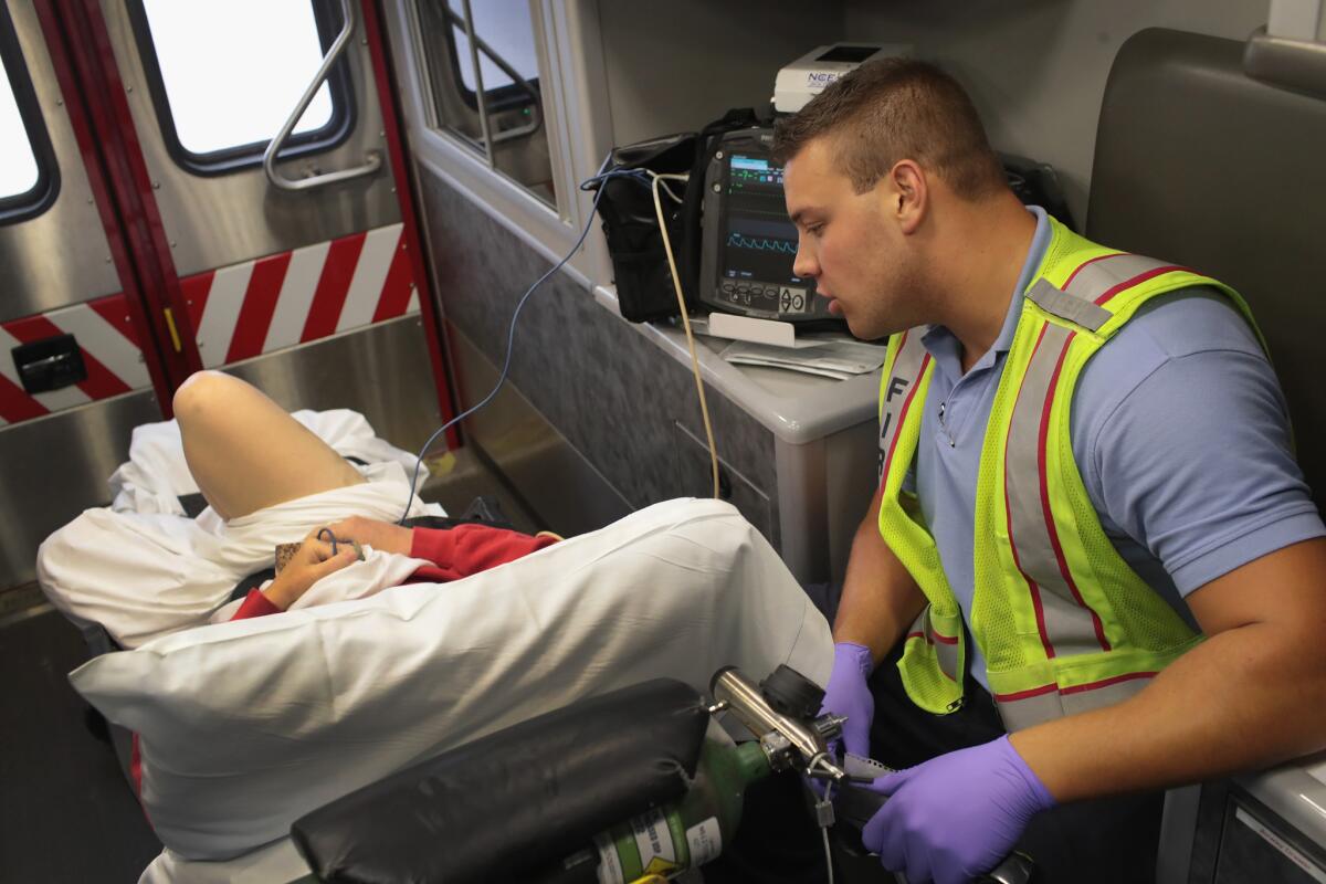 Overdose patient in an ambulance
