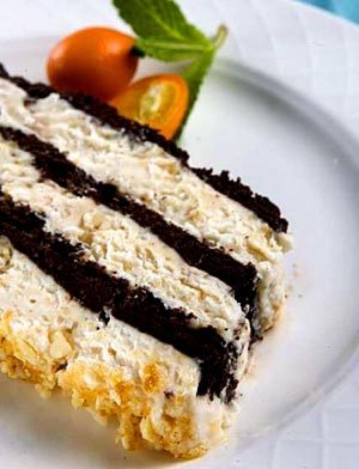 LOVELY LAYERS: Chocolate cake with hazelnut semifreddo