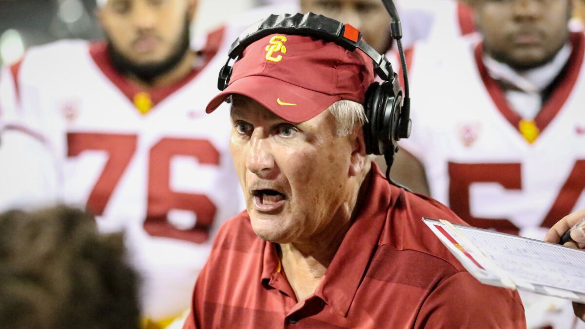 USC fires offensive line coach Neil Callaway; Clay Helton to take over  play-calling - Los Angeles Times