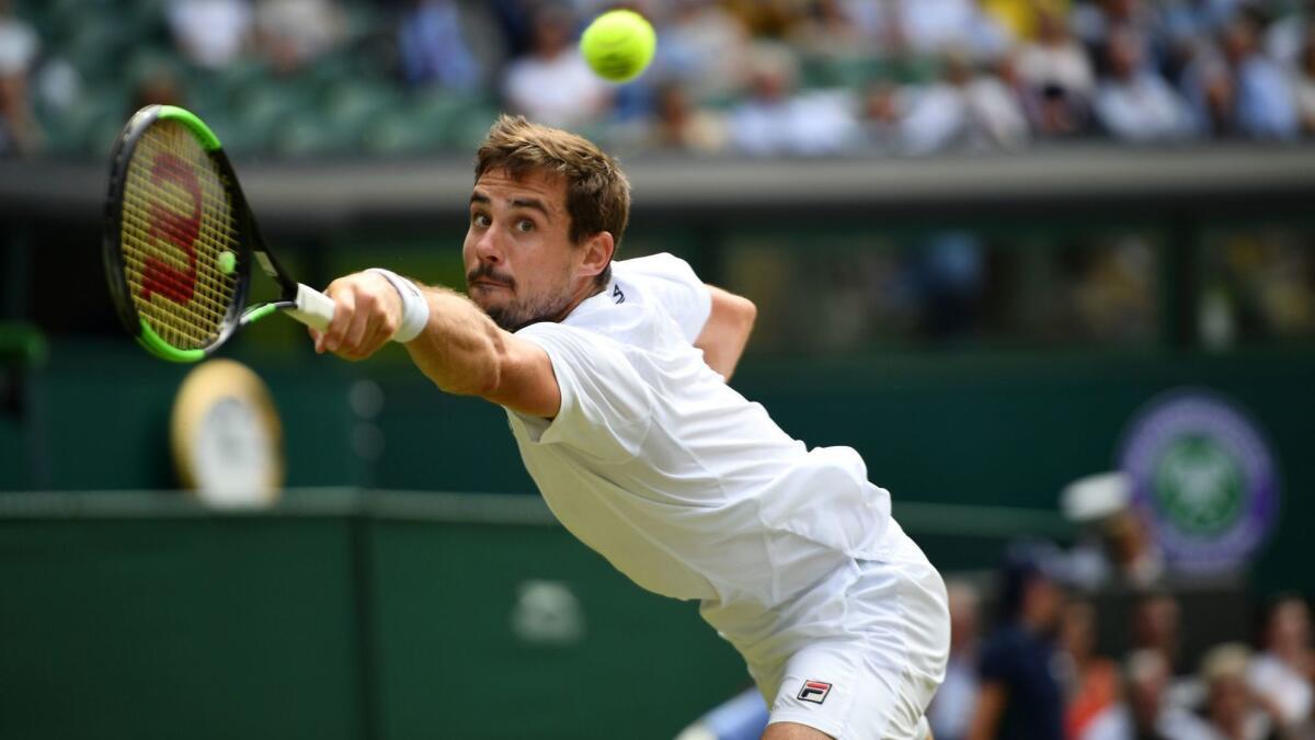 Argentina's Guido Pella plays against South Africa's Kevin Anderson during the third round at Wimbledon on July 5.
