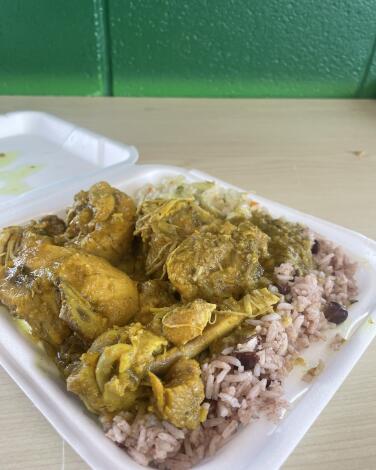 Curry chicken plate at Blessed Jamaican Cuisine