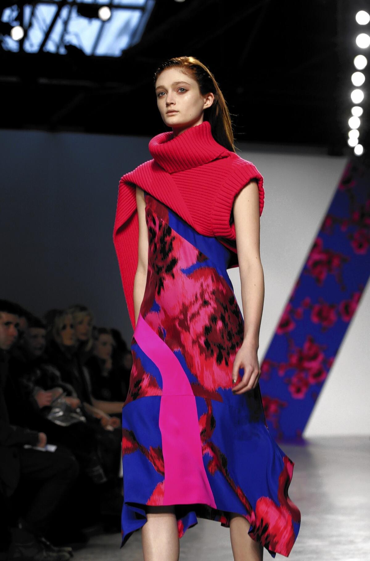 A model walks the runway during the presentation of the Fall 2014 Thakoon show during New York Fashion Week.