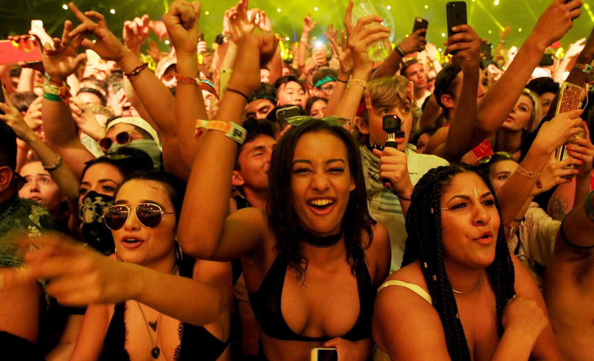 The crowd reacts as Gucci Mane opens his set at the 2017 festival.