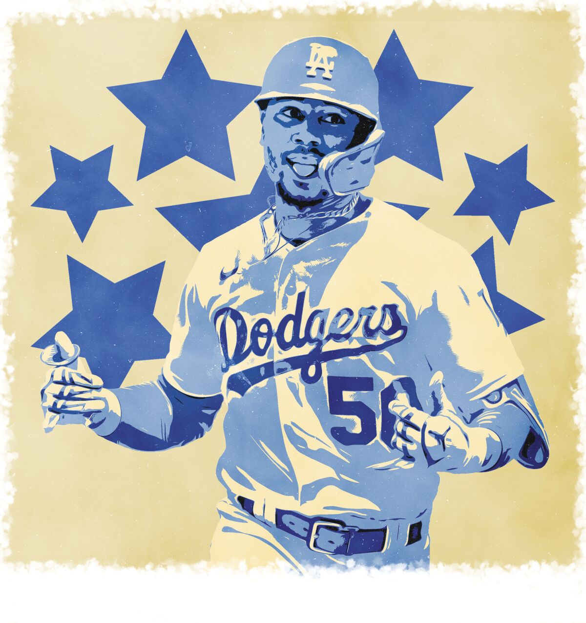 A photo illustration of All-Star starter Mookie Betts