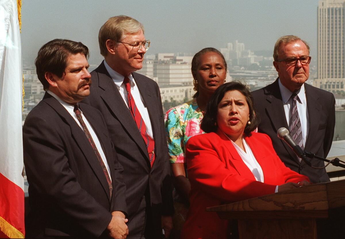 Gloria Molina with other L.A. County supervisors in 1995.