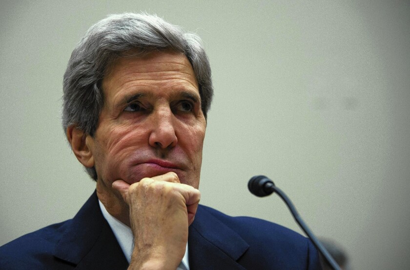 Testifying before the House Foreign Affairs Committee, Secretary of State John F. Kerry said of nuclear talks with Iran, "This is a very delicate diplomatic moment. We’re at one of those really hinge points in history."